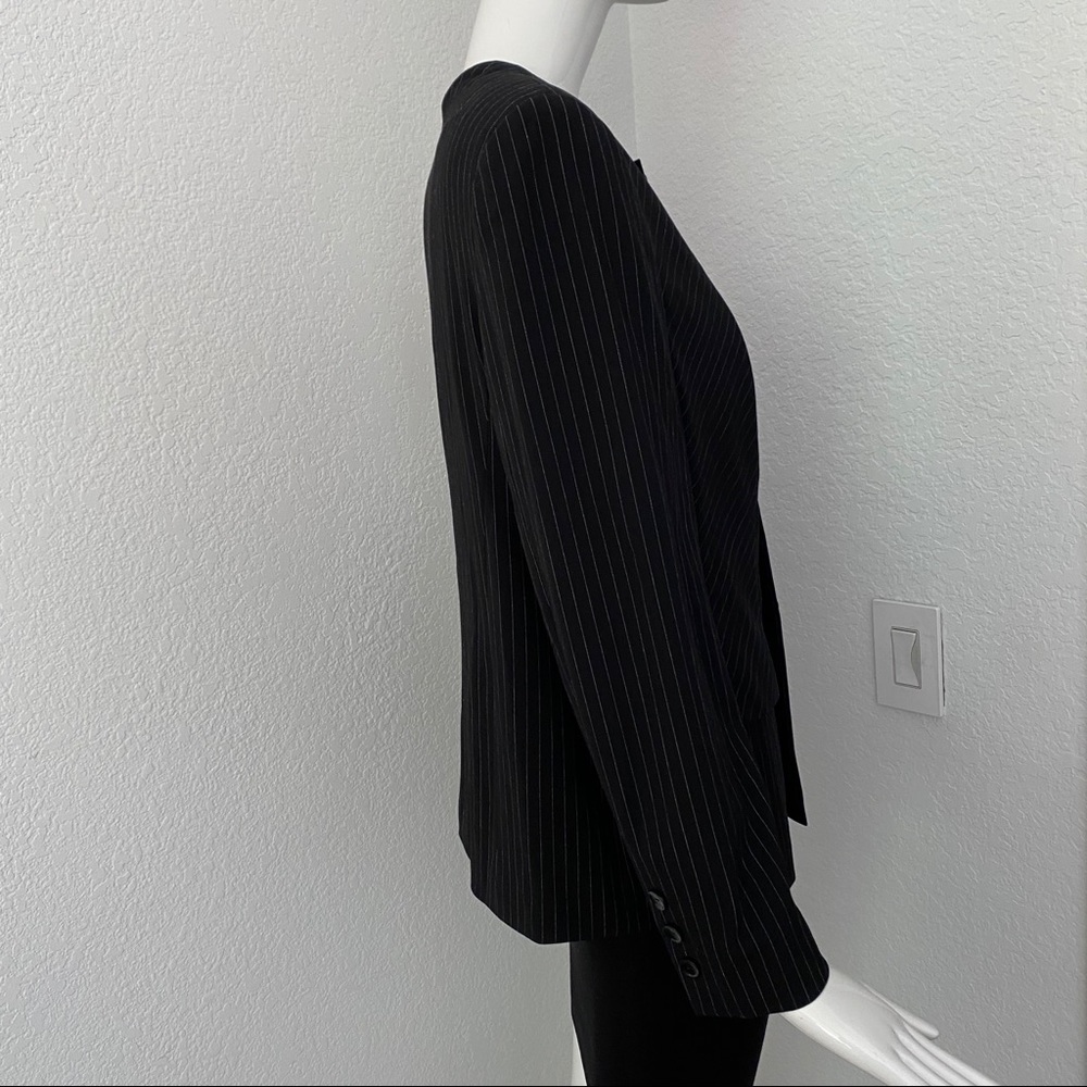 Escada Crewneck Button Front Pin Stripe Blazer - image 3